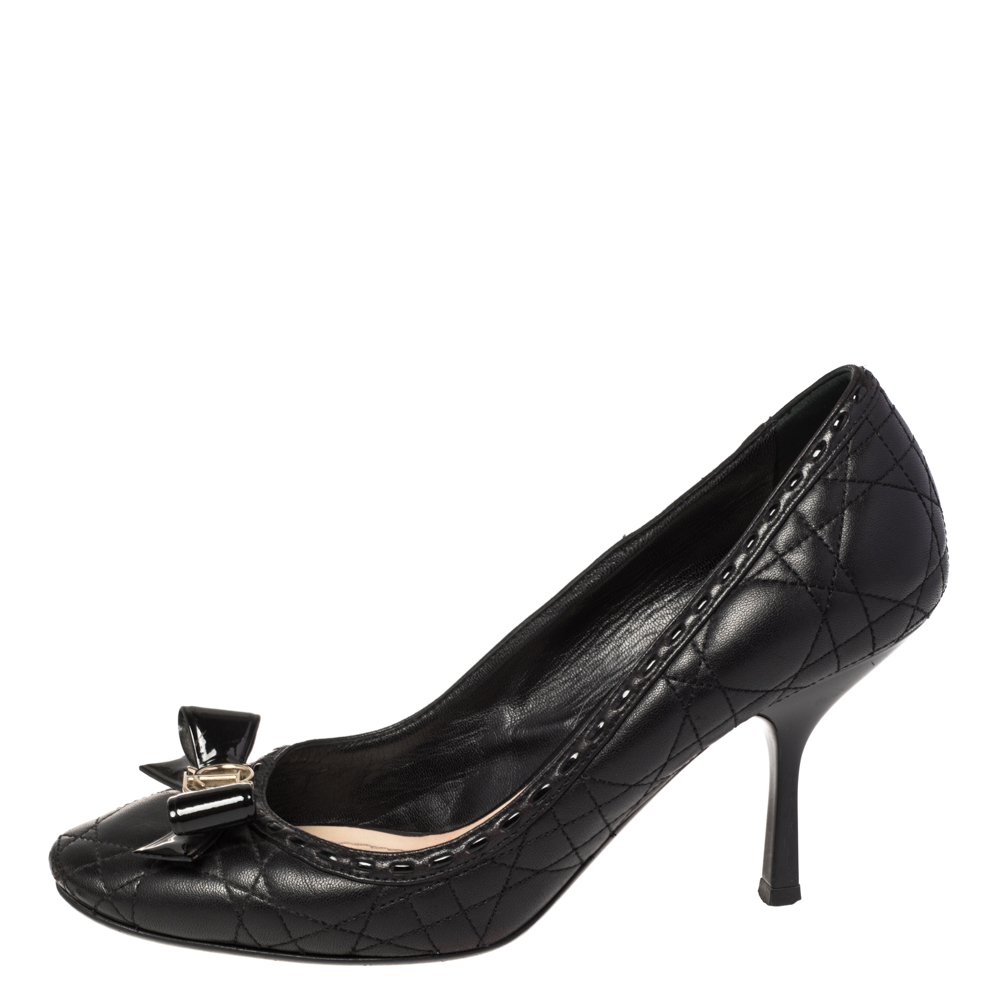 

Dior Black Cannage Leather Logo Bow Pumps Size