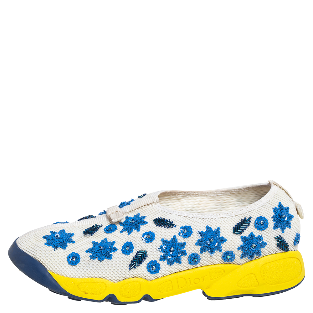 

Dior White Mesh Fusion Embellished Slip On Sneakers Size