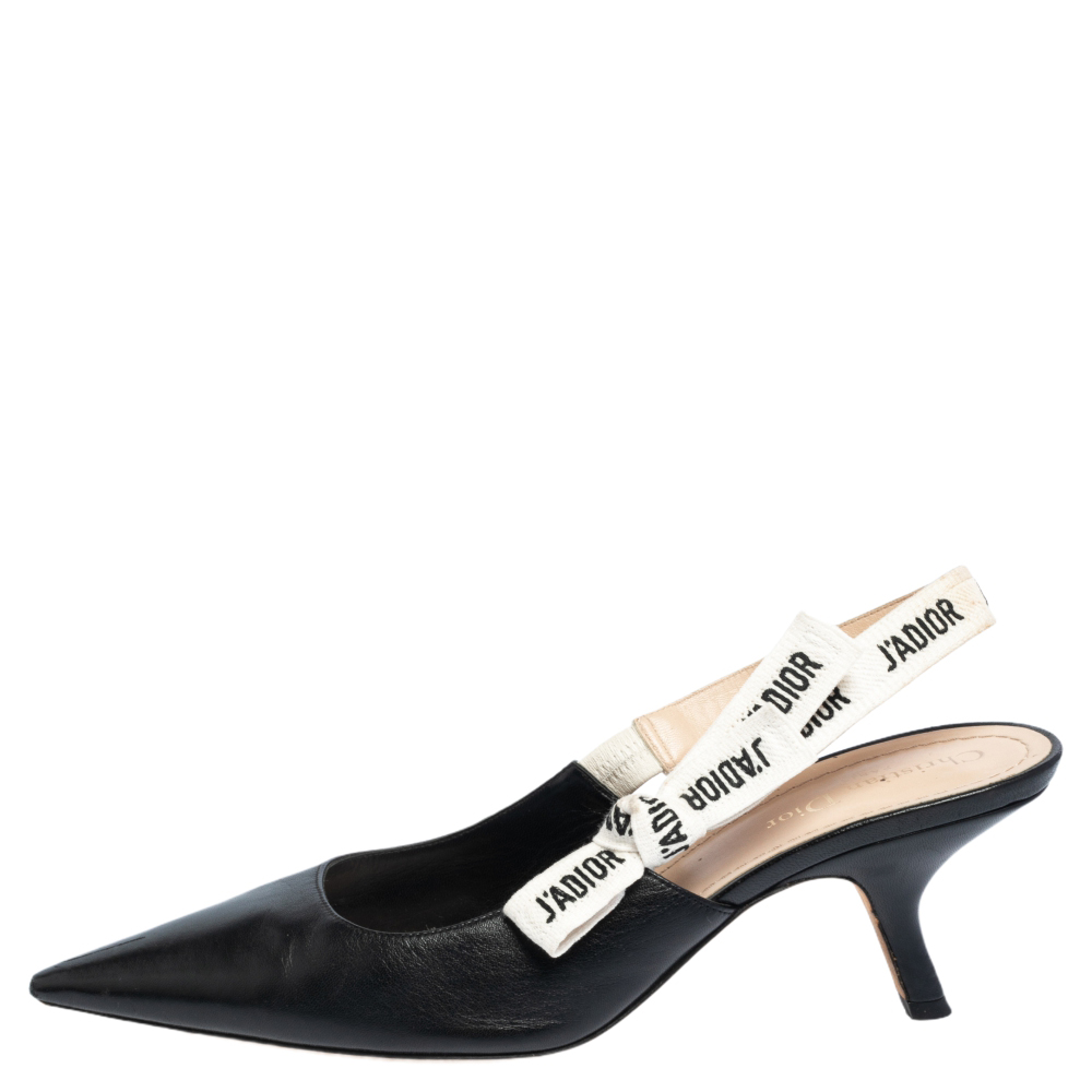 

Dior Black Leather J'Adior Slingback Pumps Size