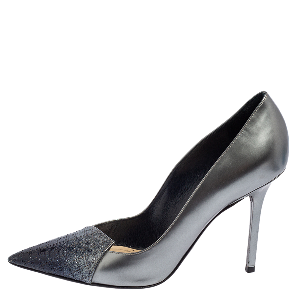 

Dior Grey/Blue Cannage Leather Pointed Toe Pumps Size