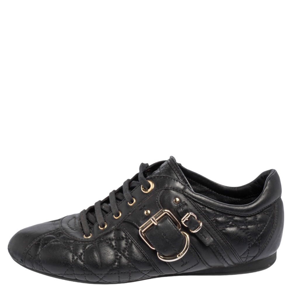 

Dior Black Cannage Leather Low Top Sneakers Size