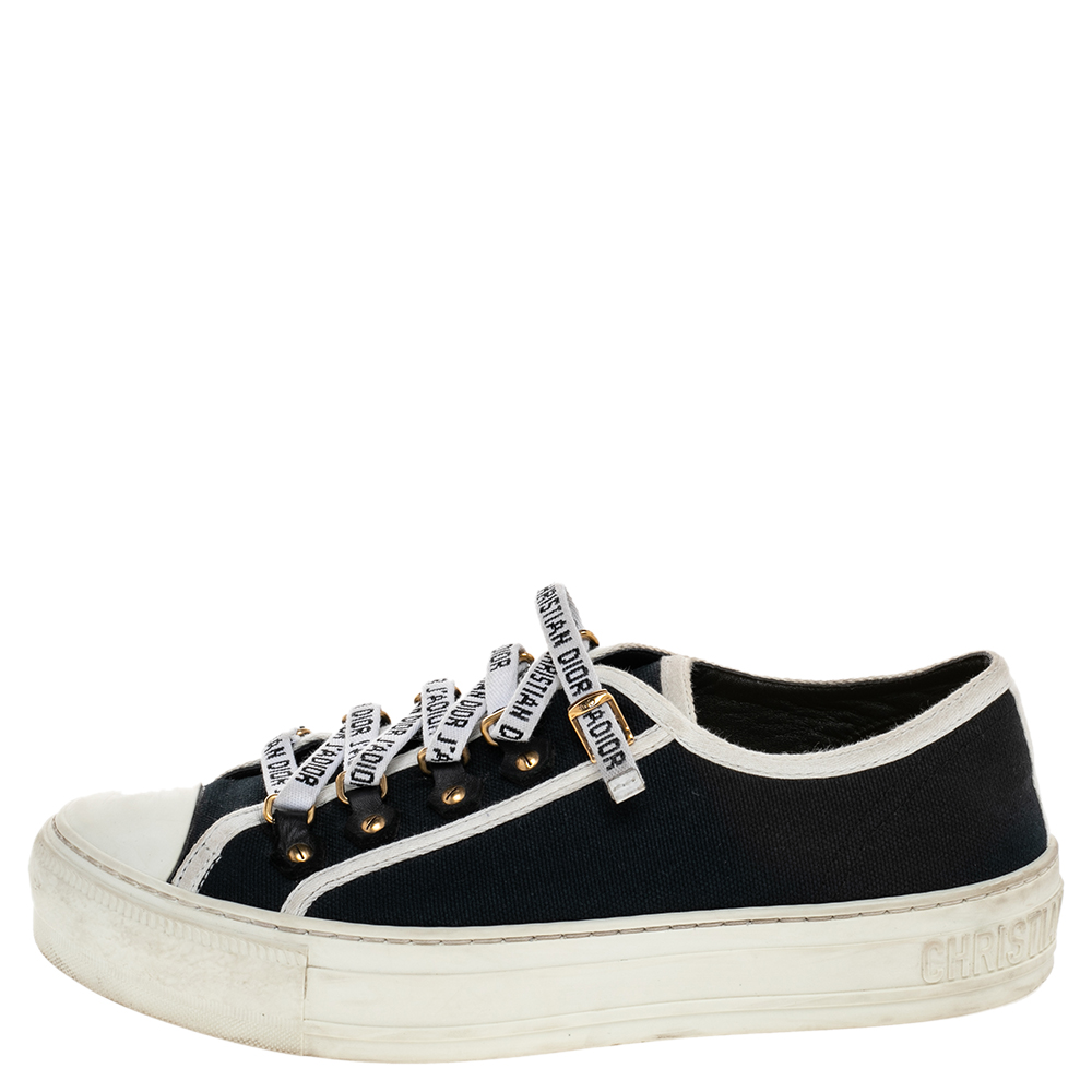 

Dior Navy Blue/White Canvas And Rubber Walk'N'Dior Low Top Sneakers Size