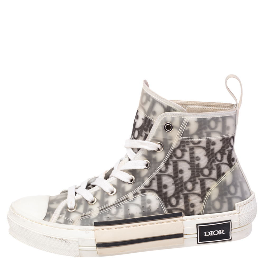 

Dior White/Grey Oblique Mesh B23 High Top Sneakers Size