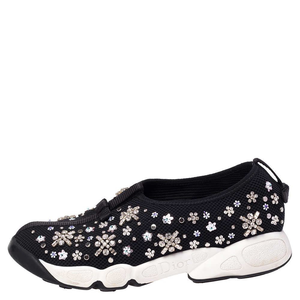 

Dior Black Mesh Fusion Embellished Low-Top Sneakers Size