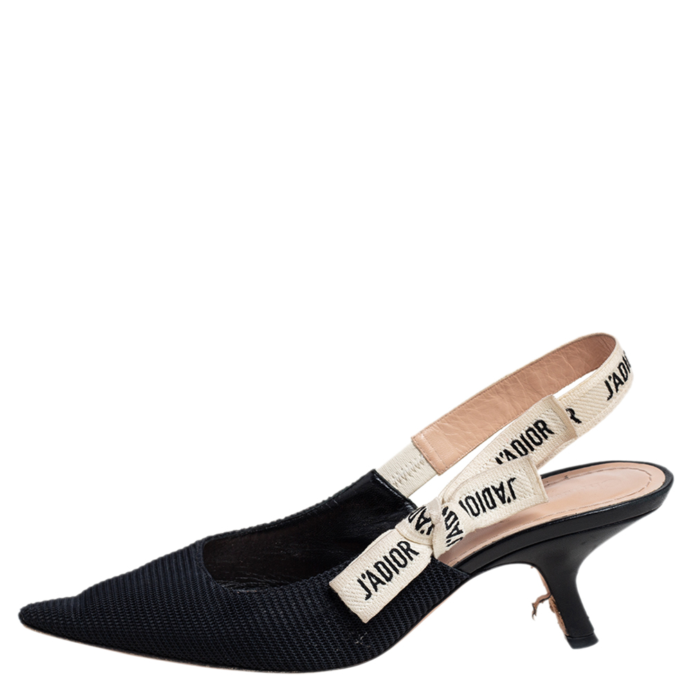 

Dior Black Canvas J'Adior Slingback Pumps Size