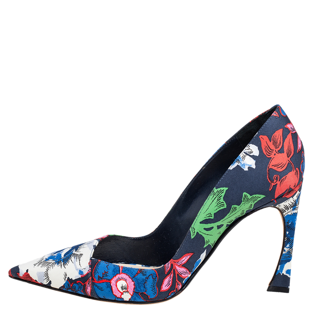 

Dior Multicolor Floral Printed Canvas Pointed Toe Pumps Size