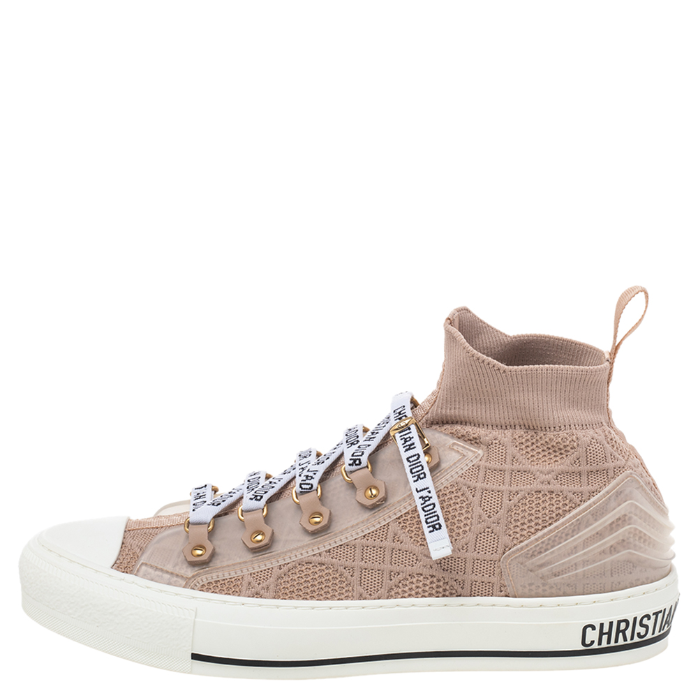 

Dior Beige Knit And Leather Walk'N'Dior High Top Sneakers Size