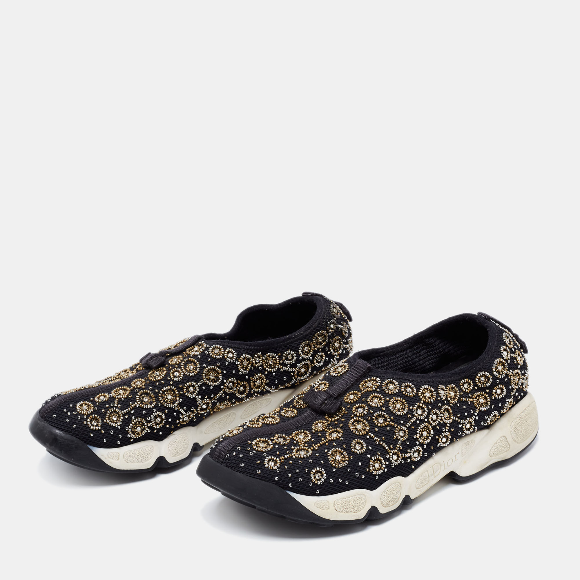 

Dior Black Mesh Fusion Emballished Low Top Sneakers Size