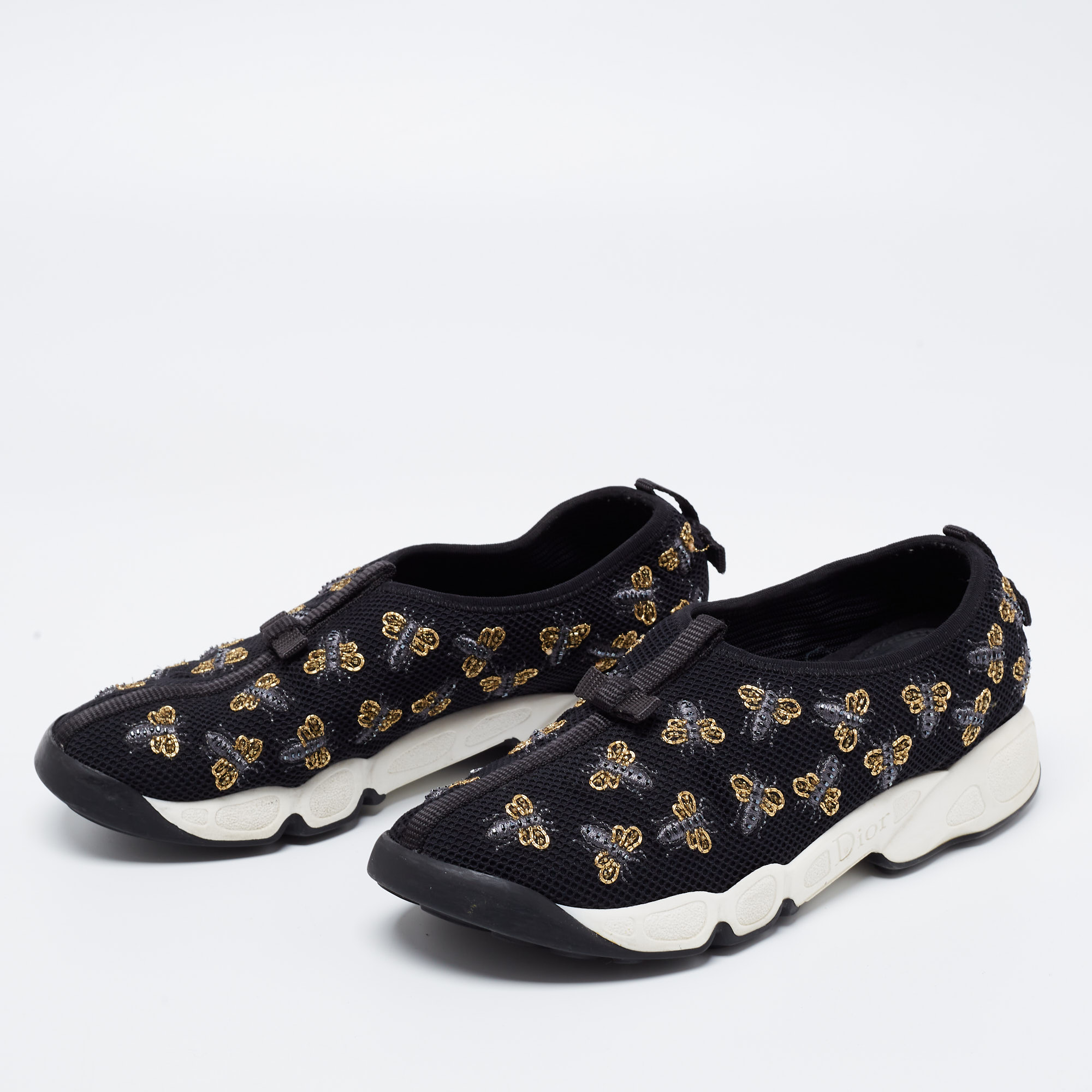 

Dior Black Mesh Fusion Bee Embellished Slip On Sneakers Size