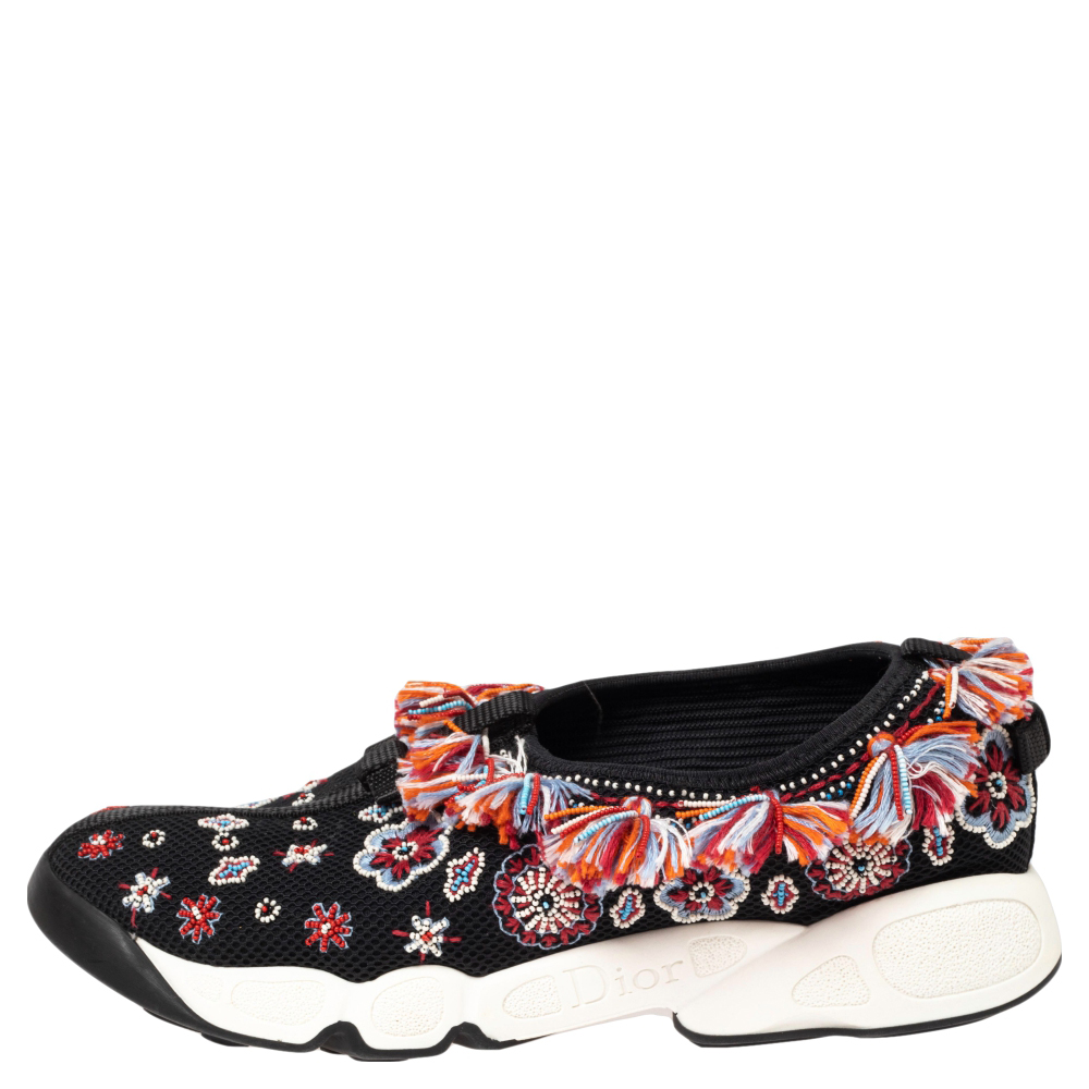 

Dior Black Mesh Fusion Floral Embellished Slip On Sneakers Size