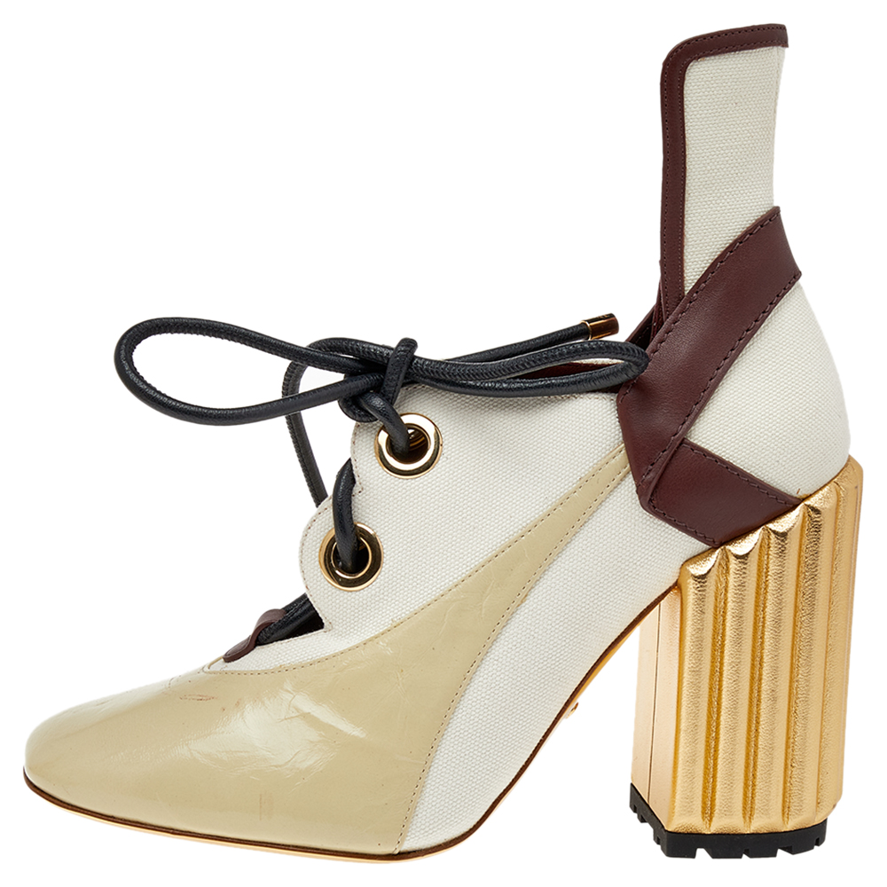

Dior Multicolor Leather And Canvas Glorious Lace-Up Ankle Booties Size
