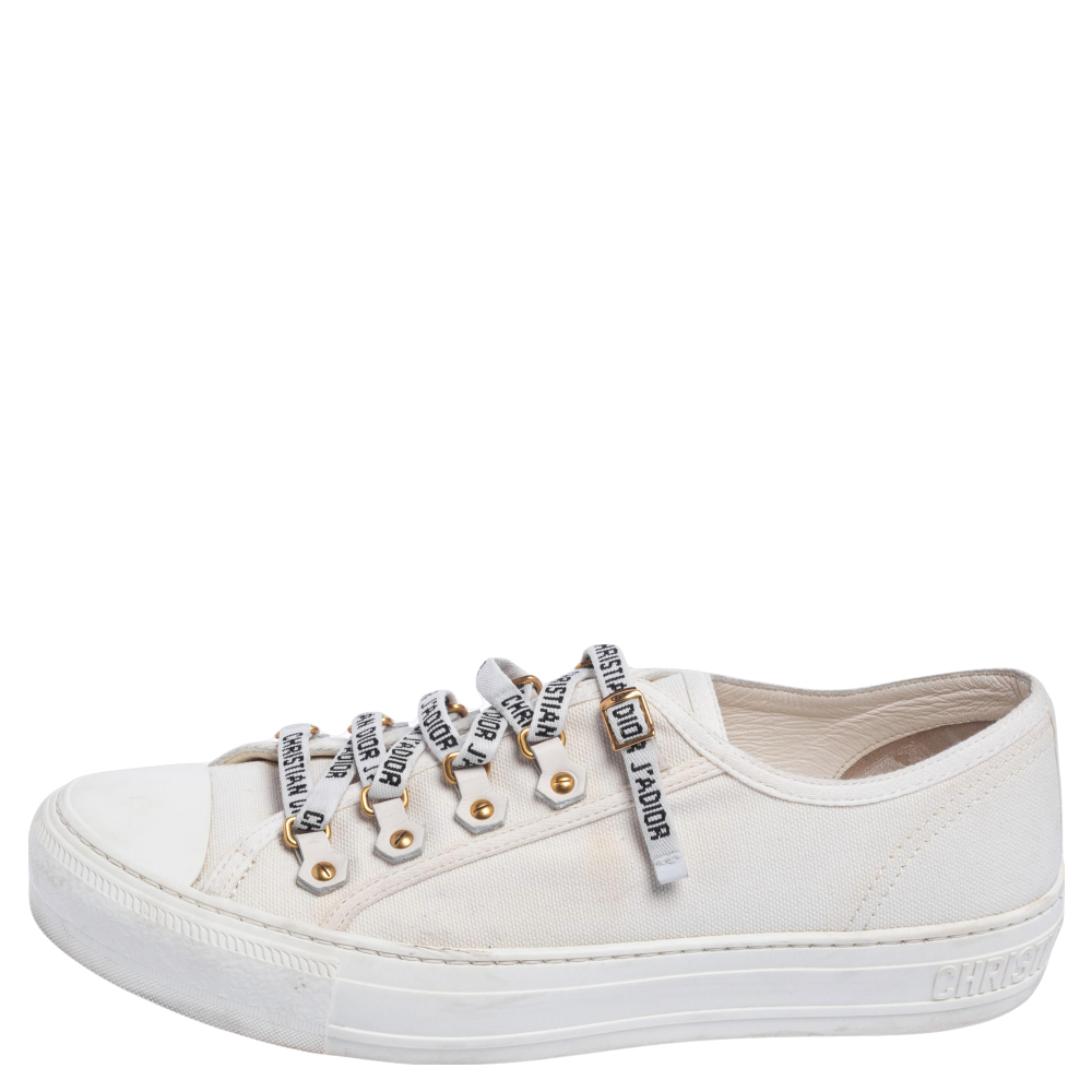 

Dior Cream Canvas Walk'N'Dior Low Top Sneakers Size