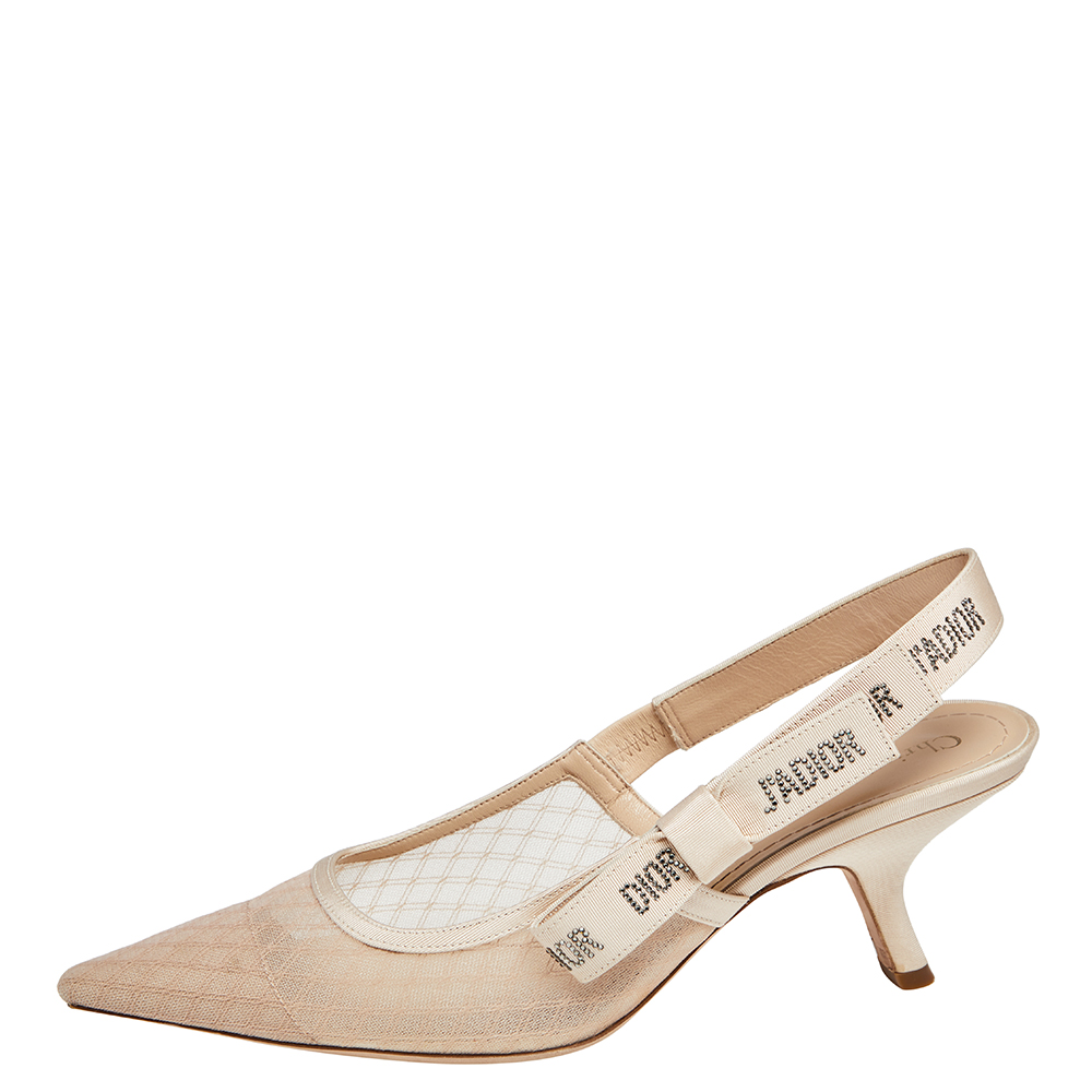 

Dior Beige Lace J'Adior Slingback Sandals Size