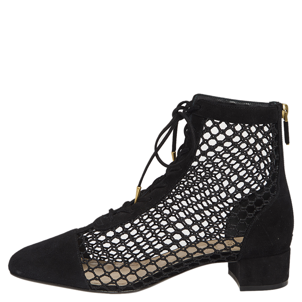 

Dior Black Suede and Fishnet Naughtily-D Ankle Boots