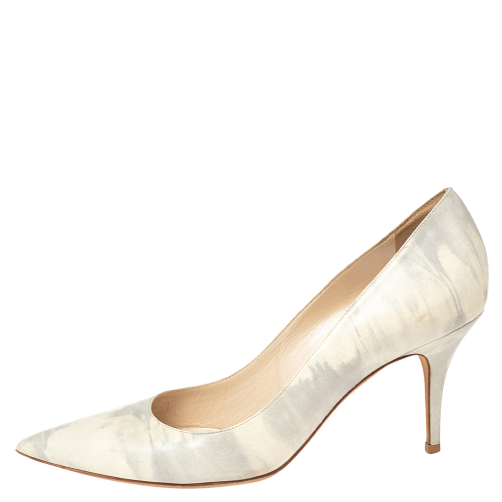 

Dior Grey/White Leather Cherie Pointed Toe Pumps Size