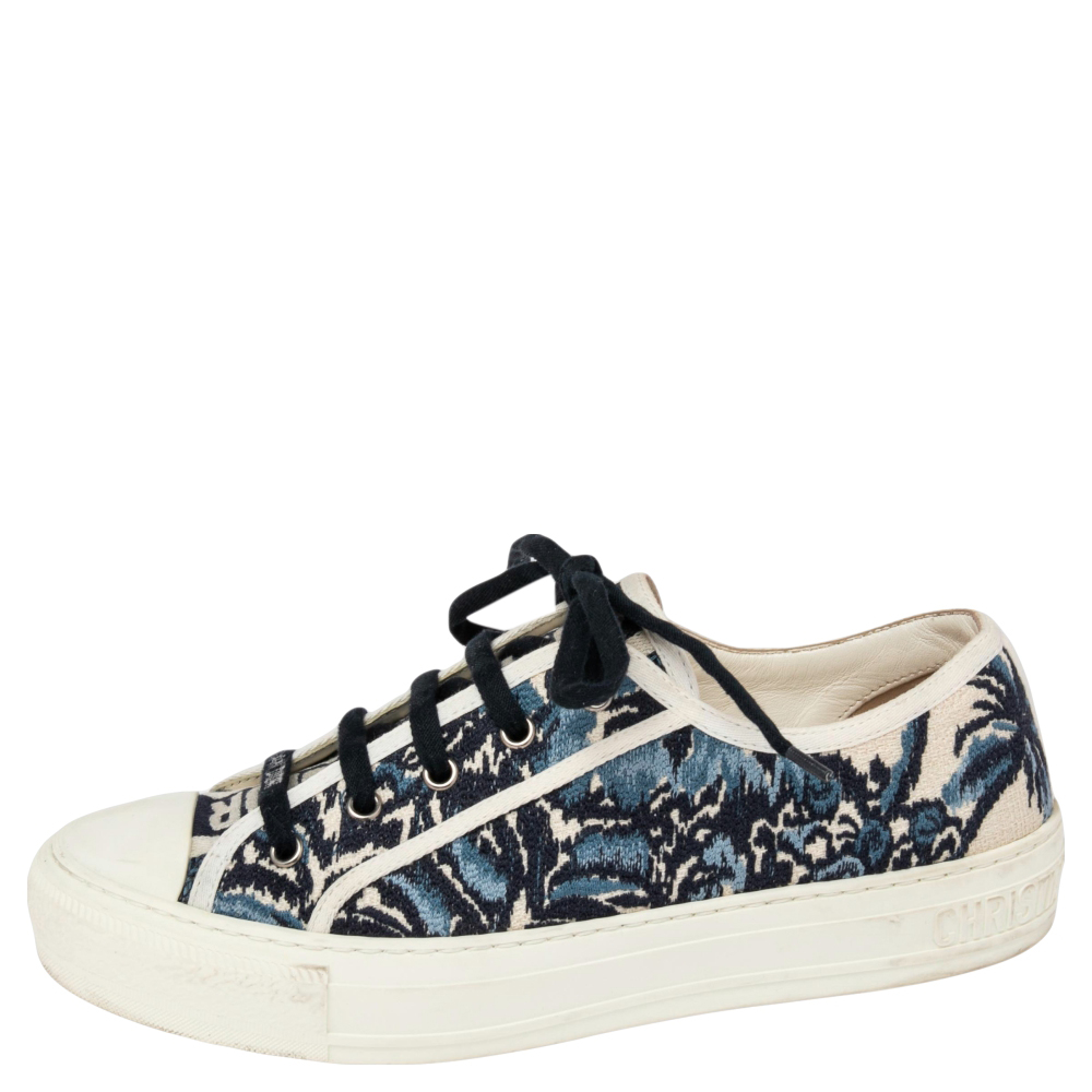 

Dior Blue/White Canvas Leather Walk'n'dior Lace Up Sneakers Size