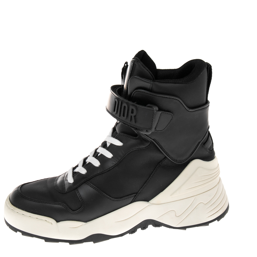 

Dior Black/White Leather Jumper High Top Sneakers Size