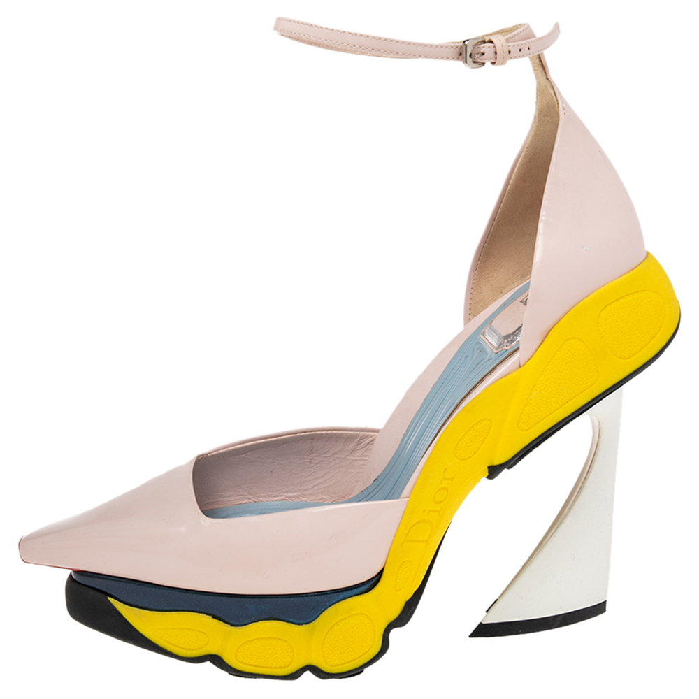 

Dior tricolor Leather Sneaker Ankle Strap Pumps Size, Beige