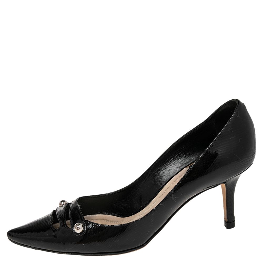 

Dior Black Patent Leather Cut Out Pointed Toe Pumps Size