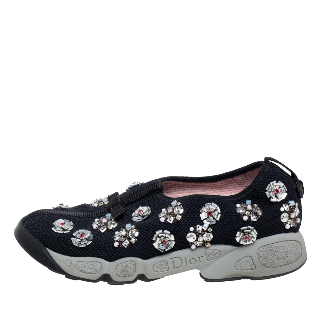 

Dior Black Mesh Fusion Embellished Low Top Sneakers Size