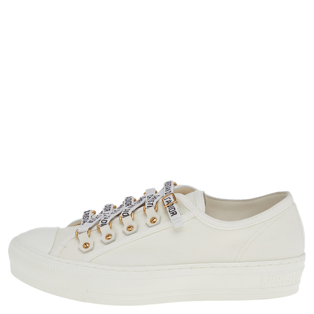 

Dior White Canvas And Rubber Walk'n'Dior Low Top Sneakers Size