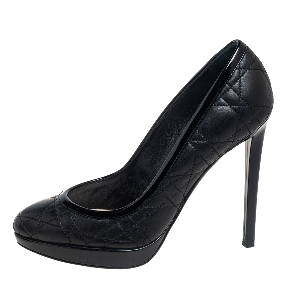 

Dior Black Quilted Cannage Leather Platform Pumps Size