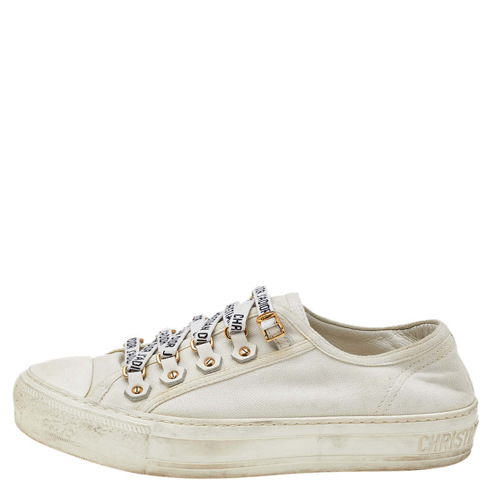 

Dior White Canvas And Rubber Walk'n'Dior Low Top Sneakers Size