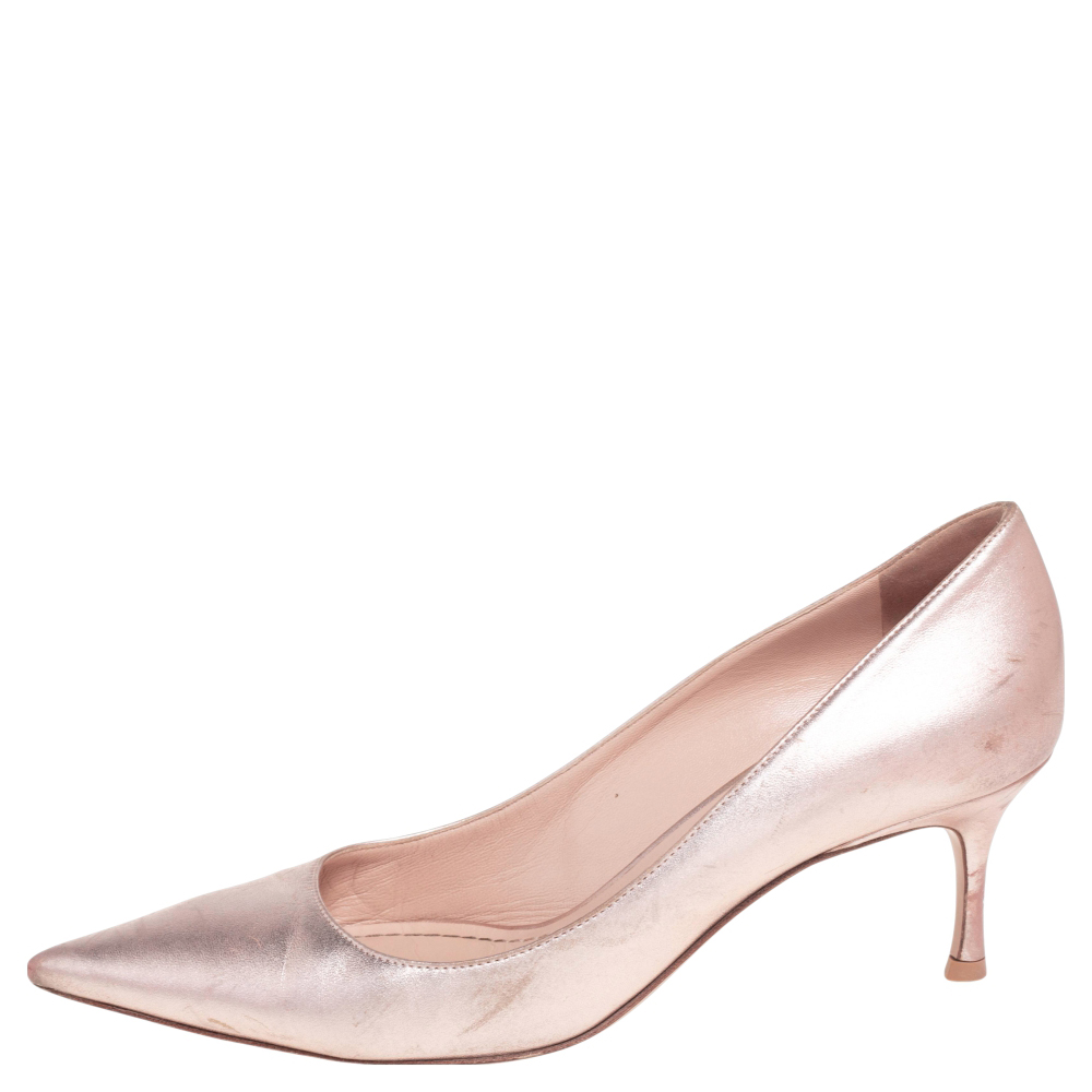 

Dior Metallic Pink Leather Cherie Pointed Toe Pumps Size