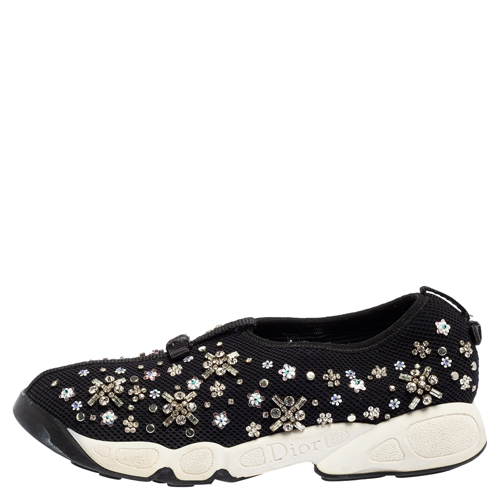 

Dior Black Mesh Fusion Embellished Slip On Sneakers Size