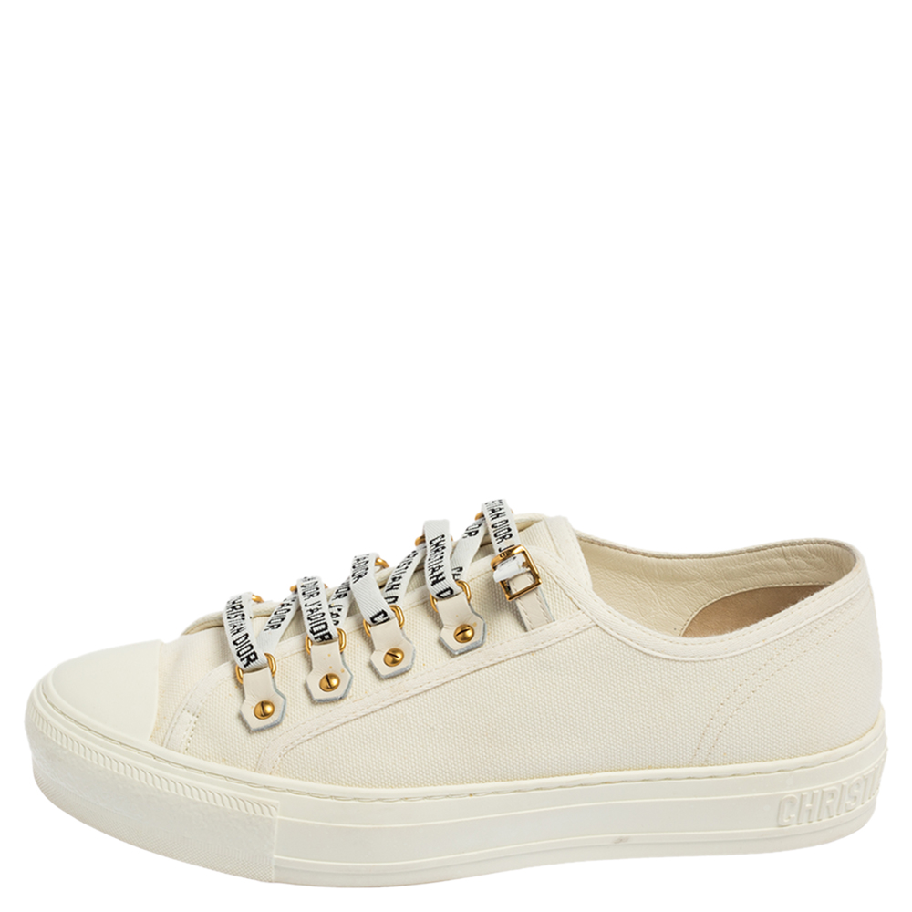 

Dior White Canvas Walk'N'Dior Low Top Sneakers Size