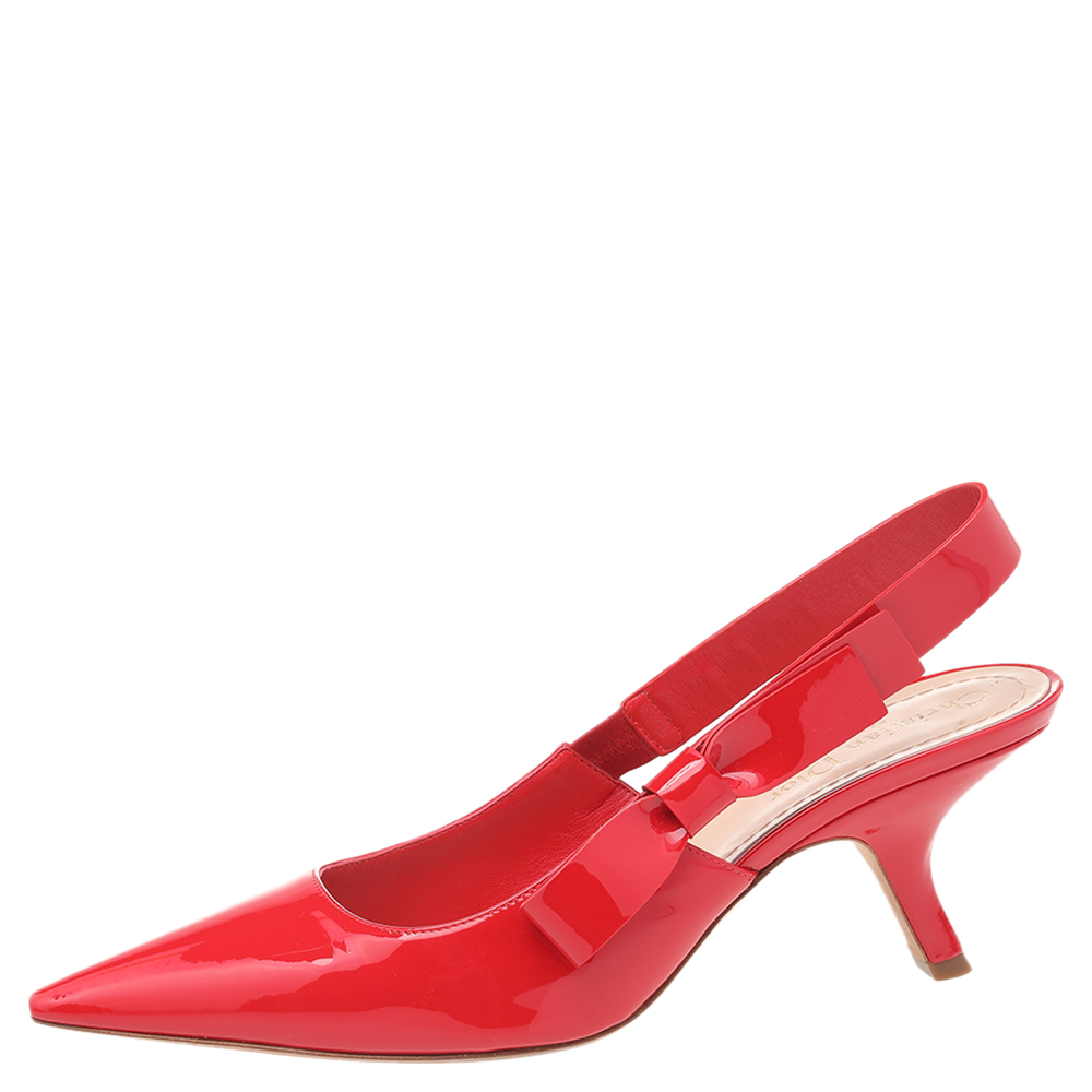 

Dior Red Patent Leather Slingback Sandals Size