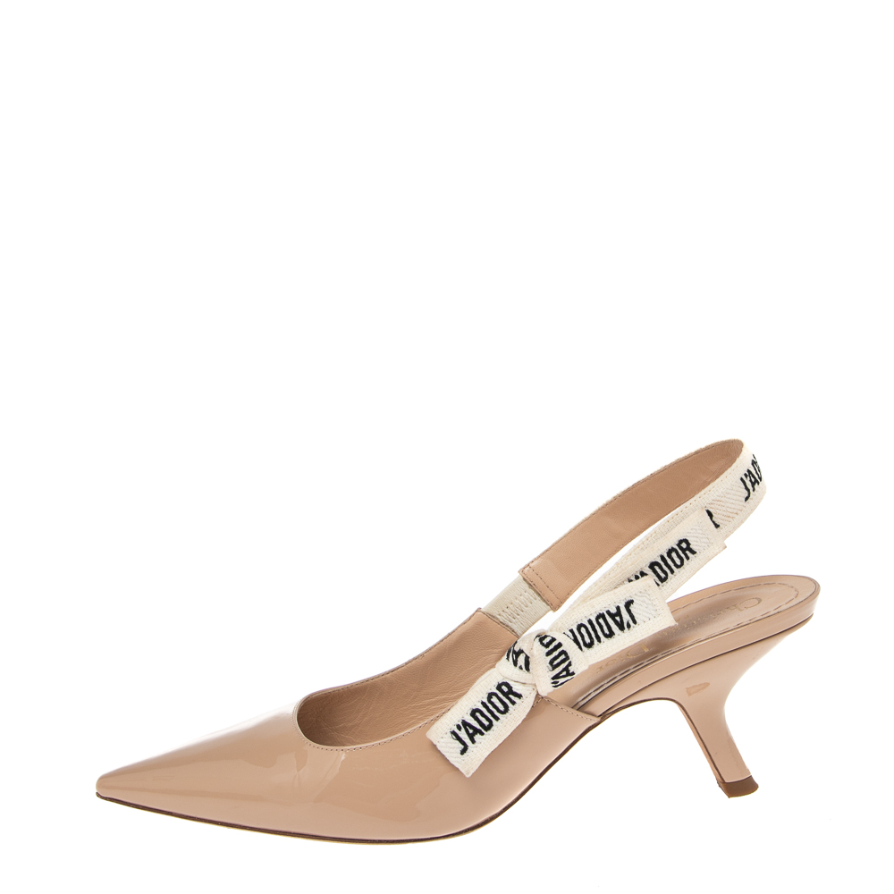 

Dior Beige Patent Leather J'adior Slingback Pumps Size