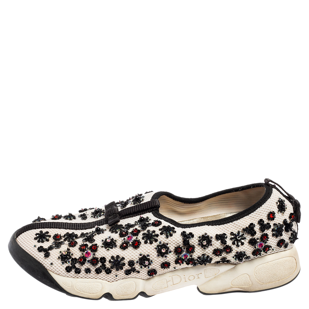 

Dior White Mesh Fusion Embellished Slip On Sneakers Size