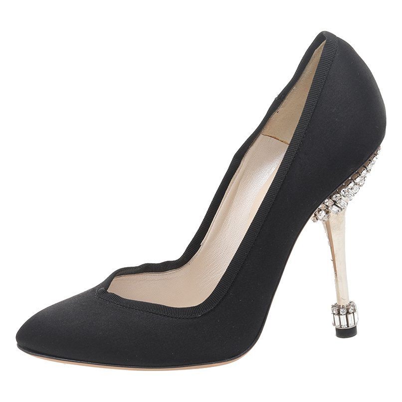 

Dior Black Satin Diamond Escarpin Pumps Size