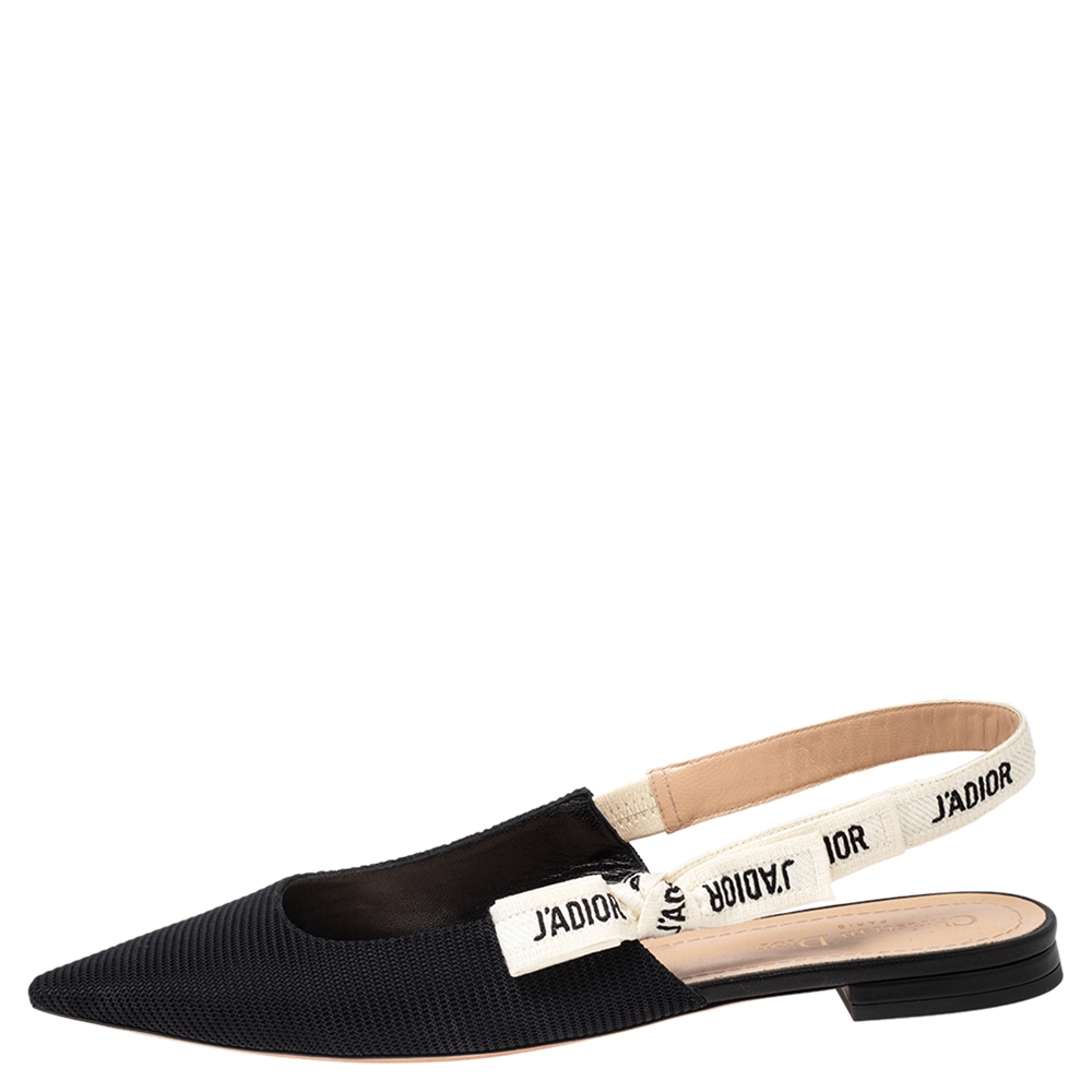 

Dior Black Fabric J'Adior Slingback Pointed Toe Flat Sandals Size
