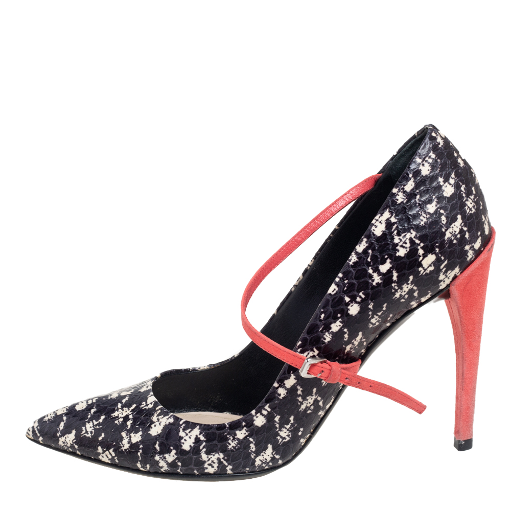

Dior Black/White Snakeskin Houndstooth Mary Jane Pumps Size