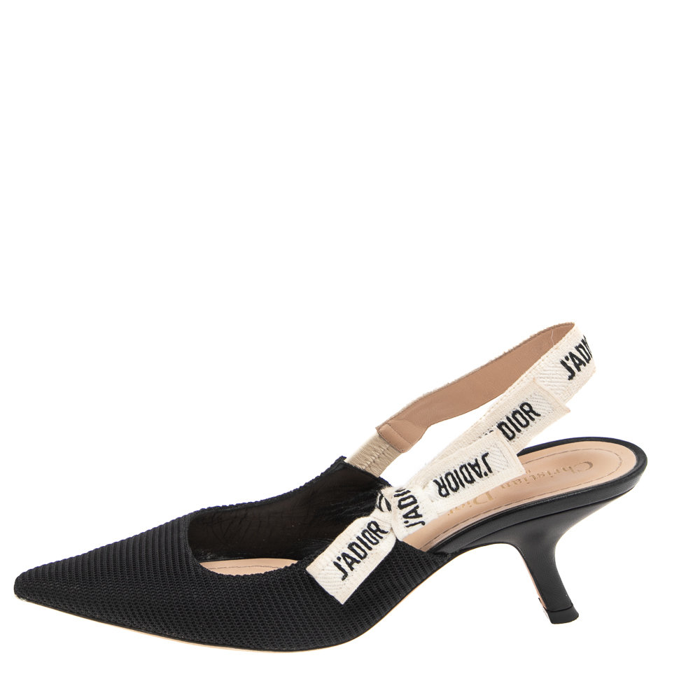 

Dior Black Canvas And Leather J'Adior Pointed Toe Slingback Sandals Size
