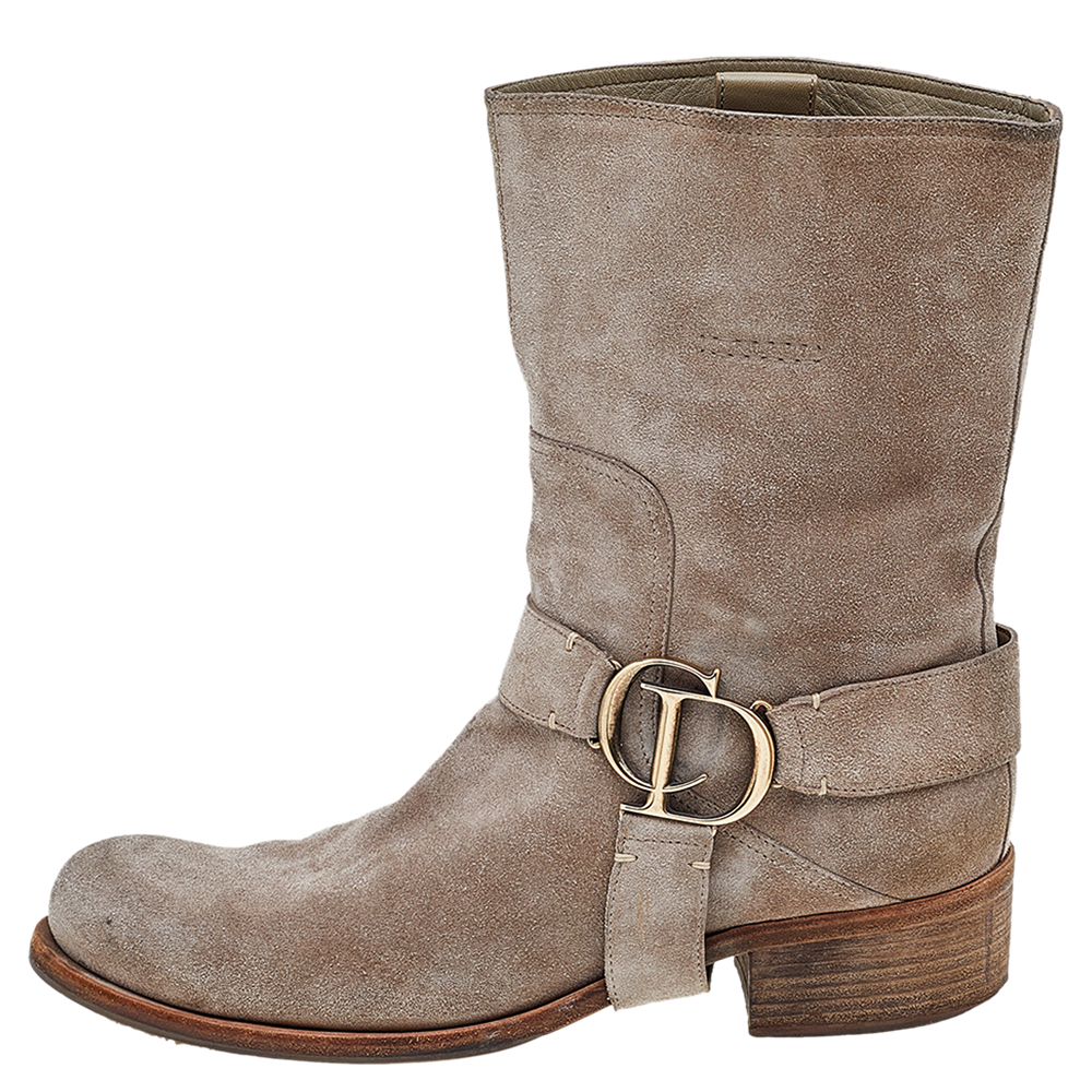 

Dior Beige Suede Buckle Detail Ankle Length Boots Size