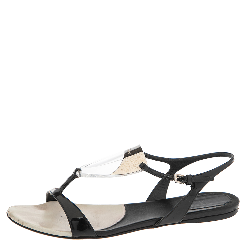 

Dior Black Leather Slingback Flat Sandals Size