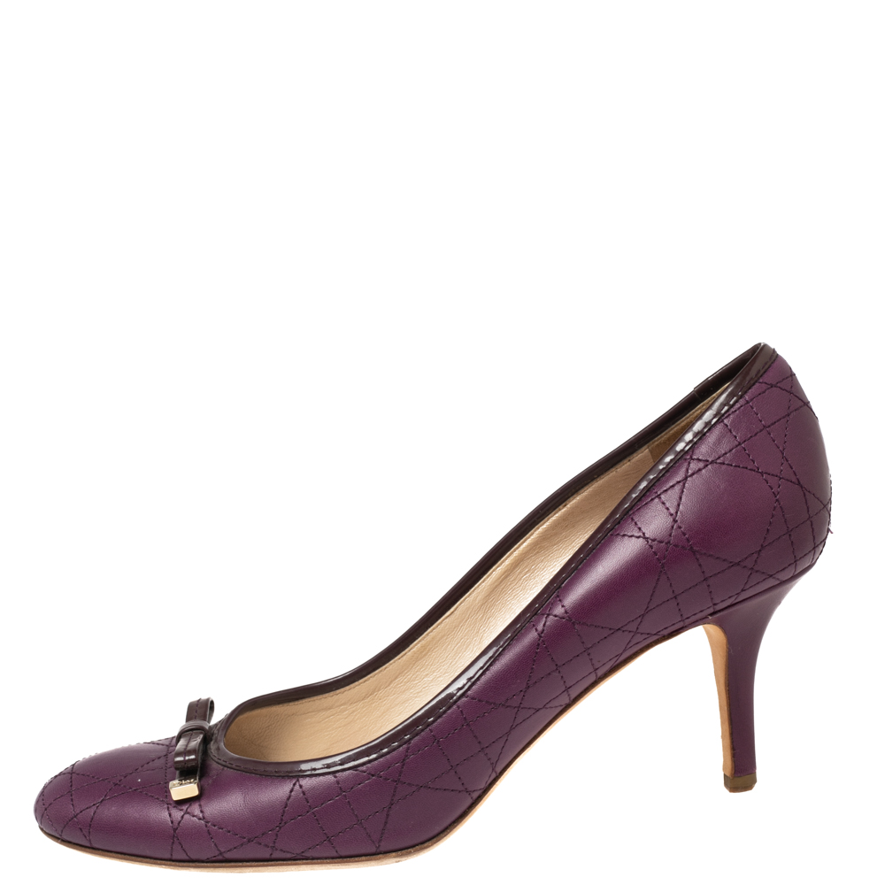 

Dior Purple Cannage Leather Bow Pumps Size