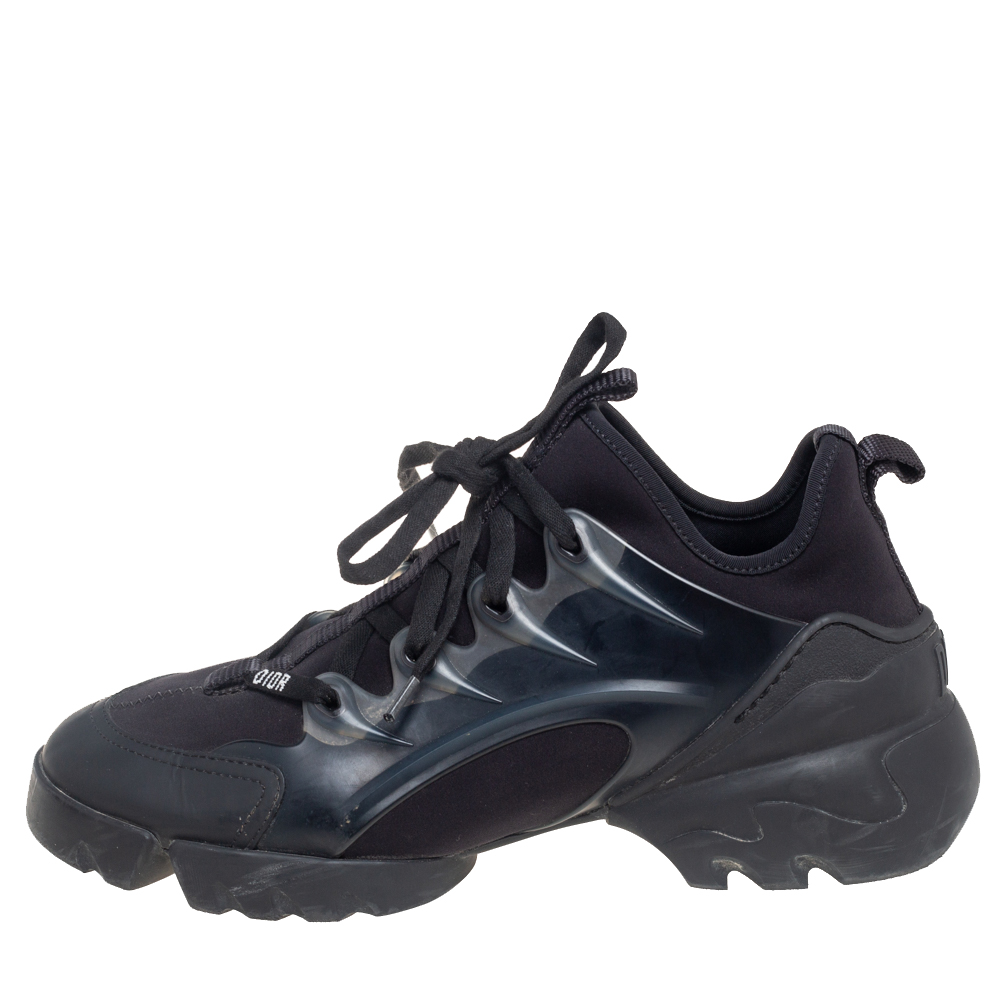 

Dior Black Fabric, Rubber, And Leather D-Connect Low Top Sneakers Size