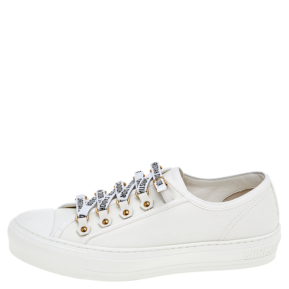 

Dior White Canvas And Leather Walk'n'Dior Sneakers Size