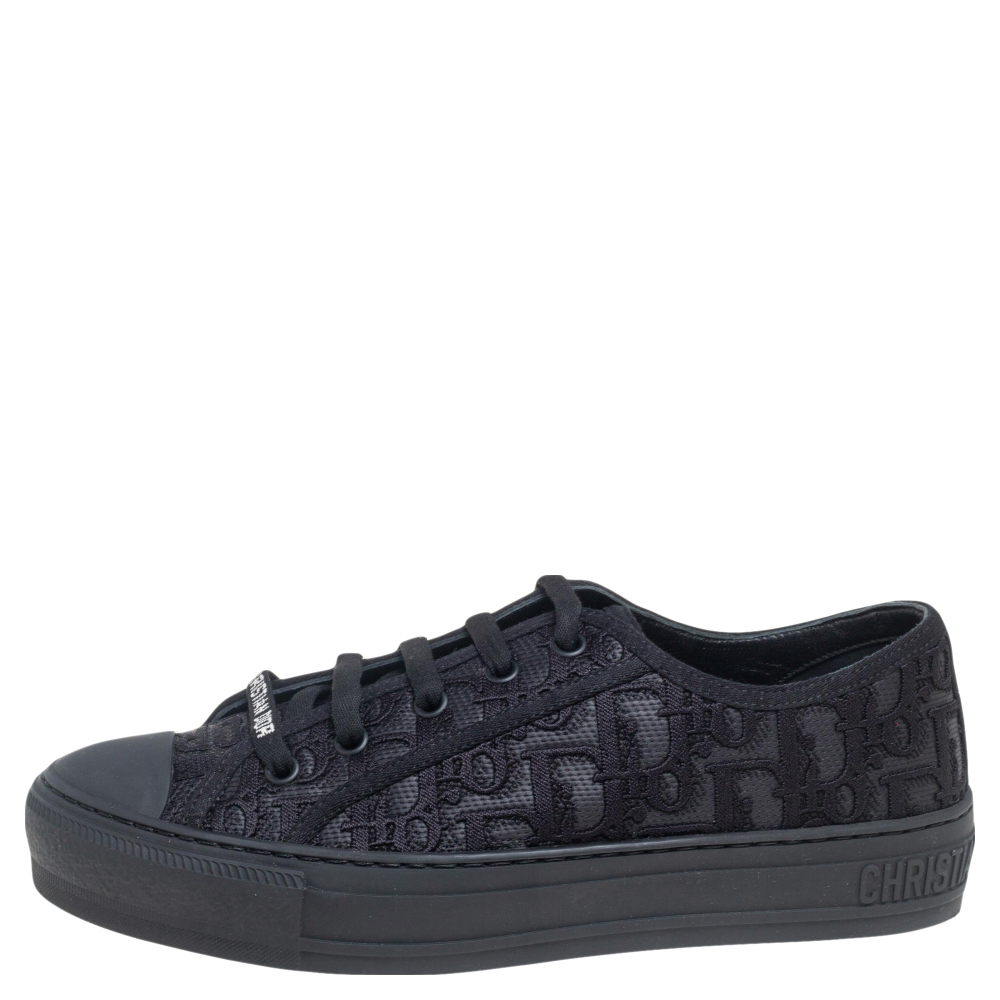 

Dior Black Oblique Canvas Walk'n'Dior Low Top Sneakers Size