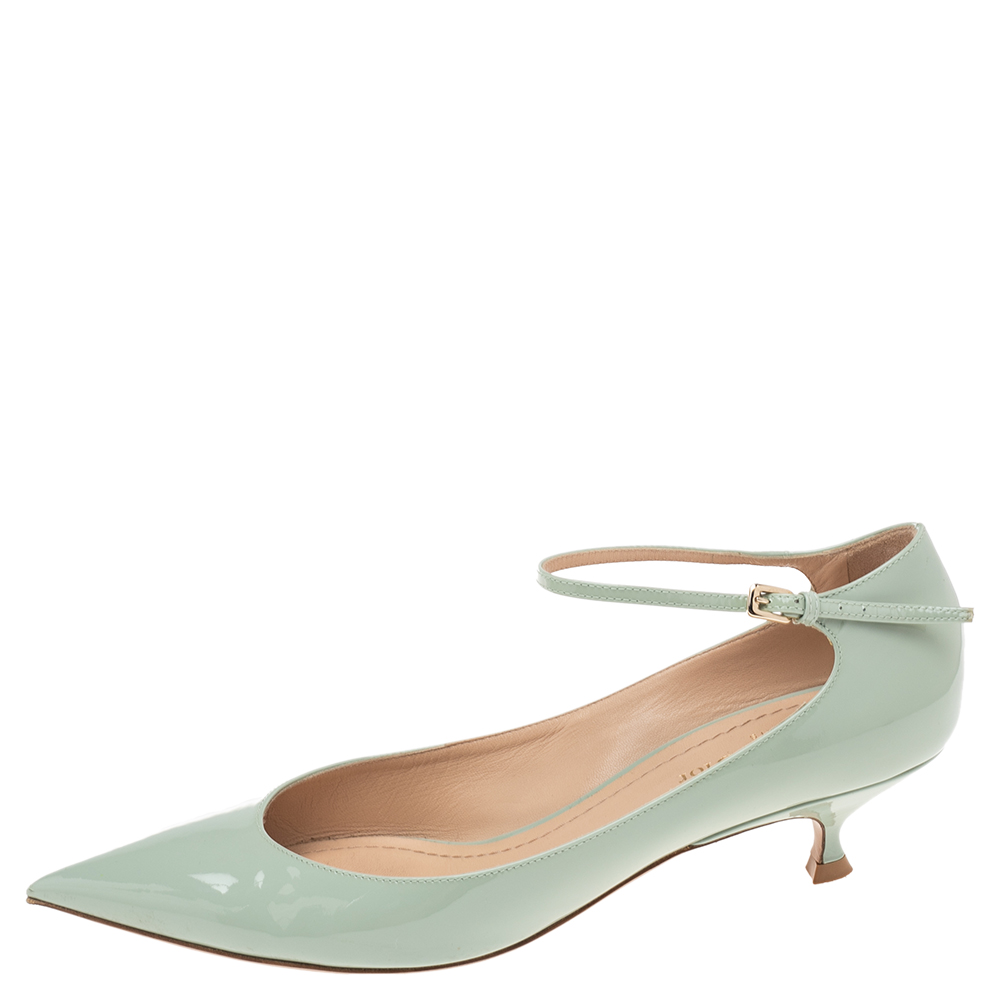 

Dior Blue Patent Leather Pointed Toe Ankle Wrap Pumps Size, Green