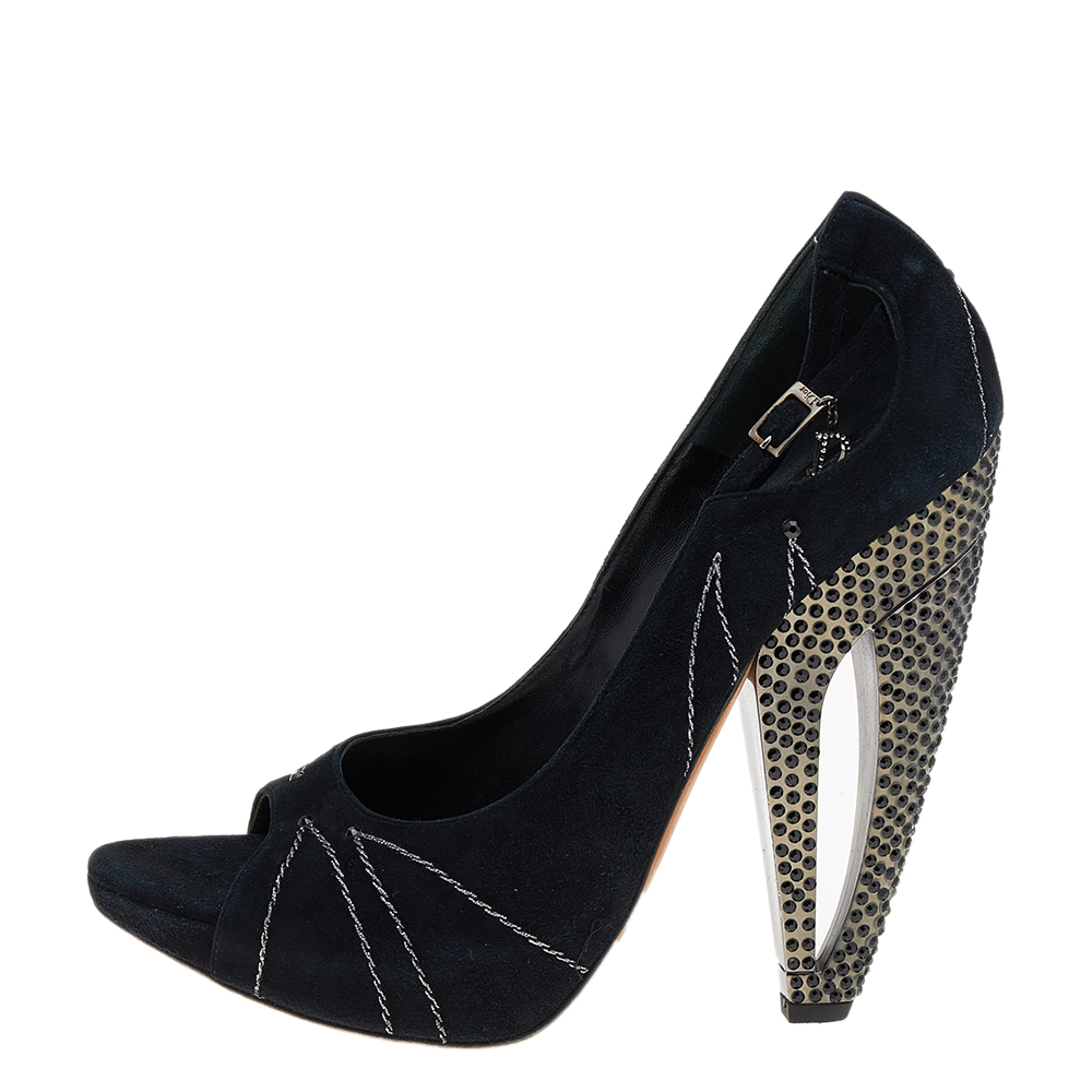 

Dior Black Suede Embellished Heel Pumps Size