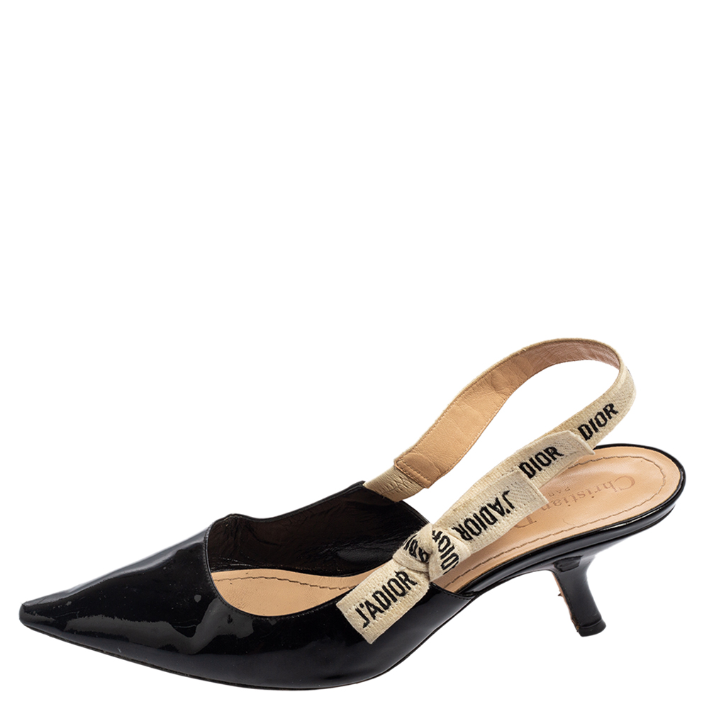

Dior Black Patent Leather J'adior Slingback Pumps Size