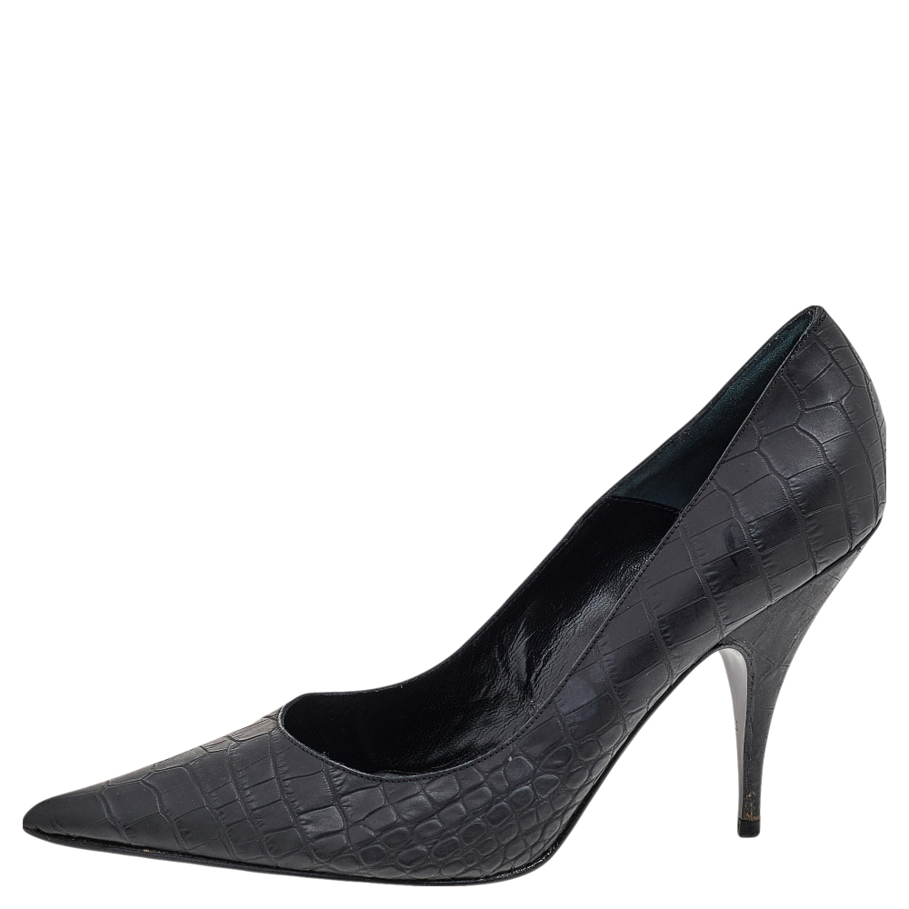 

Dior Black Croc Embossed Leather Pointed Toe Pumps Size