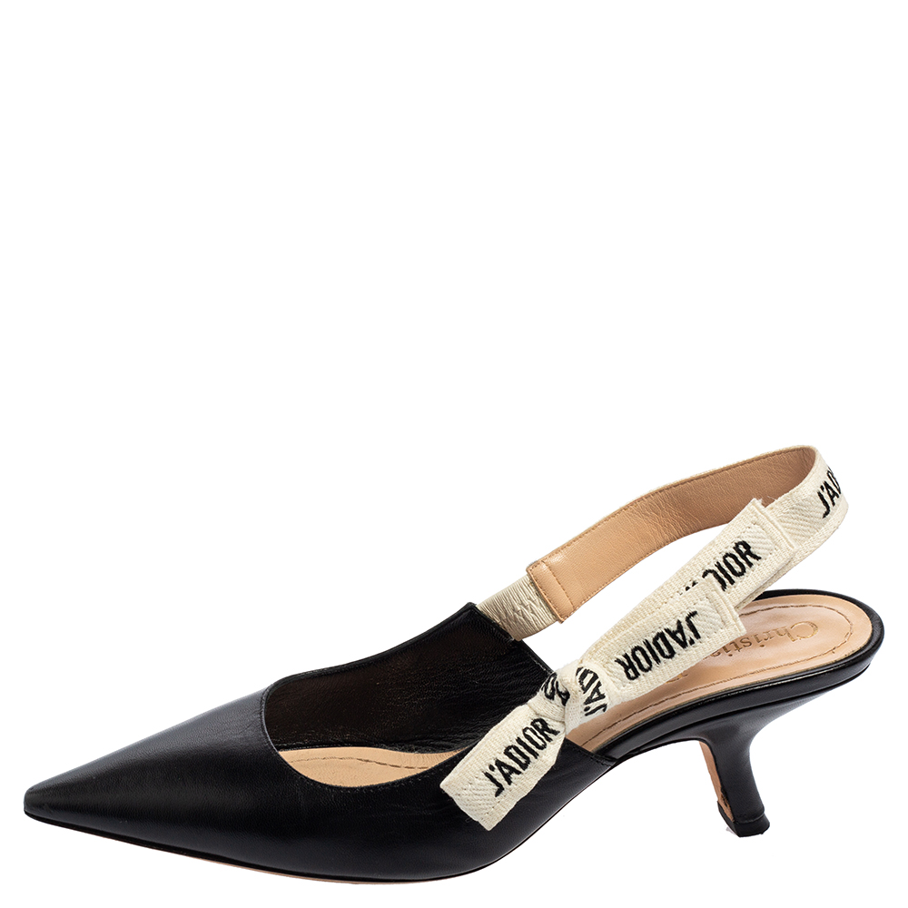 

Dior Black Leather J'Adior Slingback Pumps Size