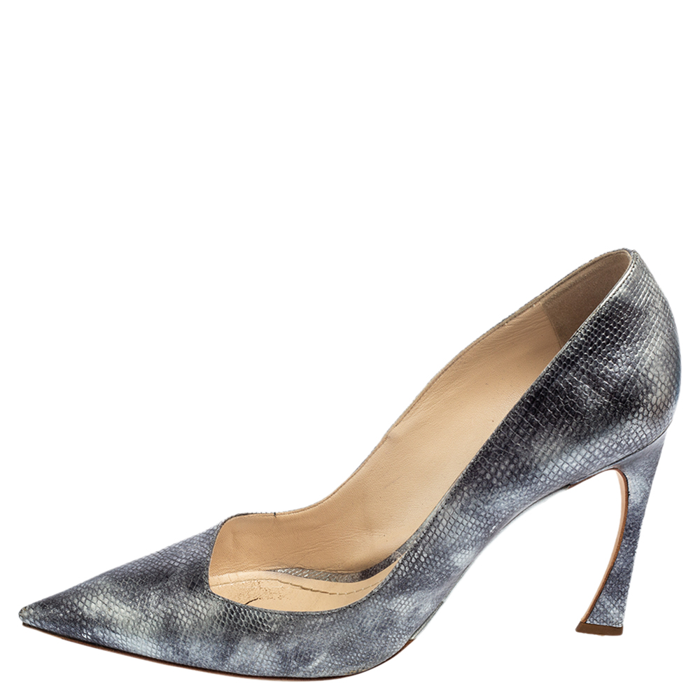 

Dior Silver/Grey Python Embossed Leather Pointed Toe Pumps Size