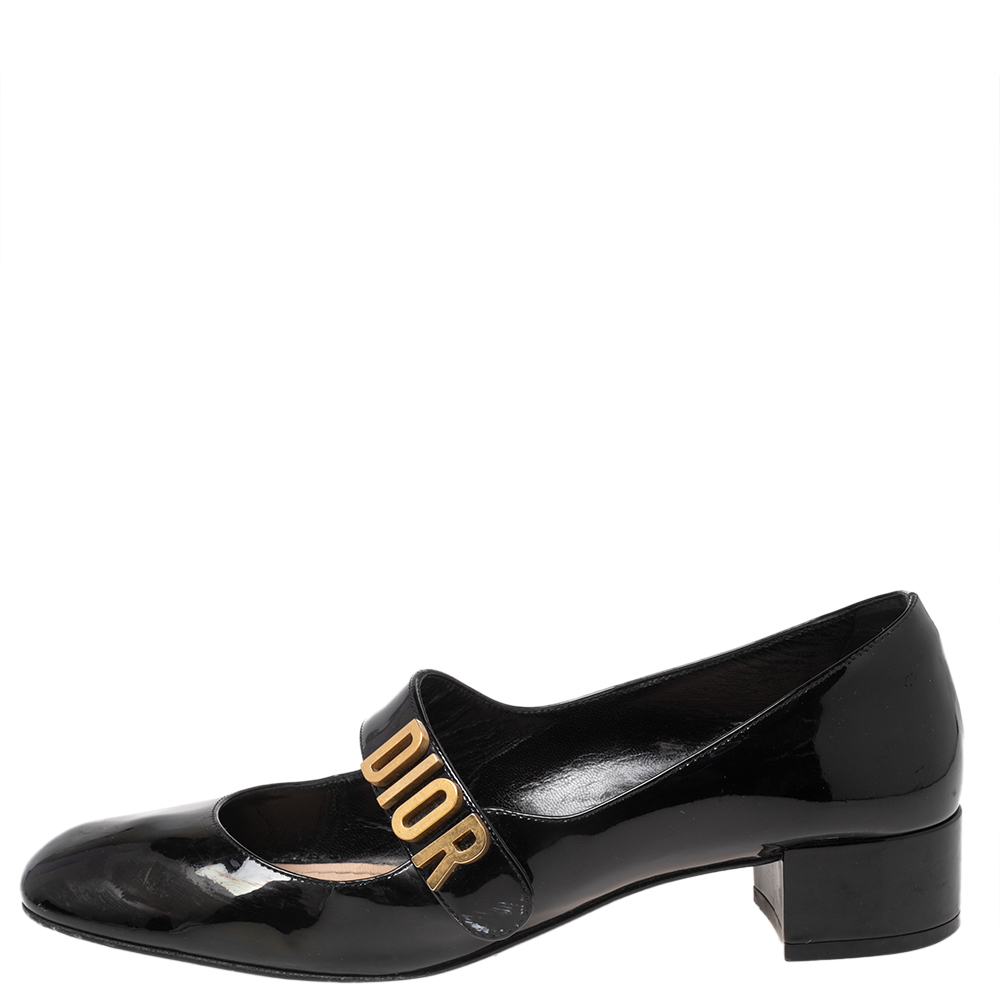 

Dior Black Patent Leather Baby-D Mary Jane Pumps Size